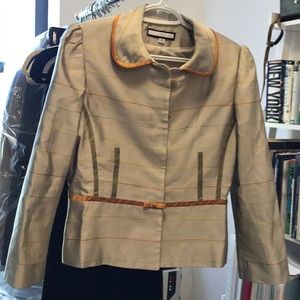 Lela Rose (Size 8) Silver Silk Jacket